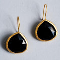 Vintage Black Stone Gold Earrings