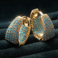Golden-Tone Turquoise Beaded Hoop Earrings