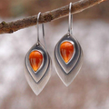 Vintage Orange Stein Earrings in Sterling Silver