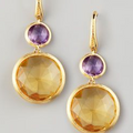 Vintage Orange Round Crystal Glass Earrings