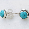 Vintage Blue Stone Silver Earrings