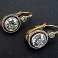 Vintage Golden Inlaid Zirconia Earrings