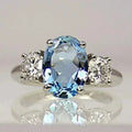 Ring with blue diamond crystal in silver