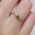 Olive Glass Gold Ring