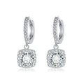 Square Halo Moissanite Drop Earrings